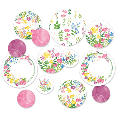 Wildflowers - Boho Floral Party Giant Circle Confetti - Party Decorations - Large Confetti 27 Count