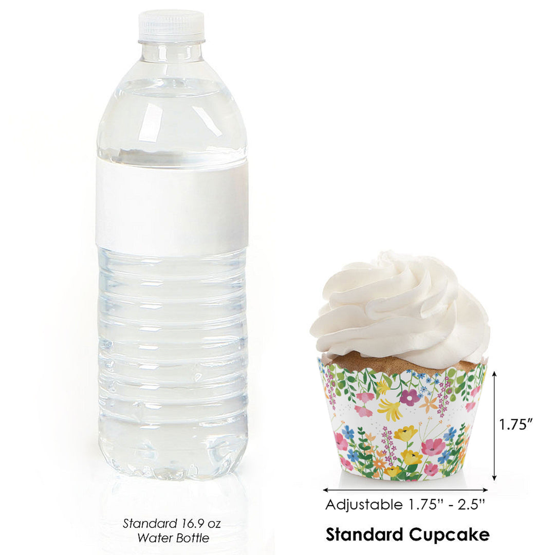 Wildflowers - Boho Floral Party Decorations - Party Cupcake Wrappers - Set of 12