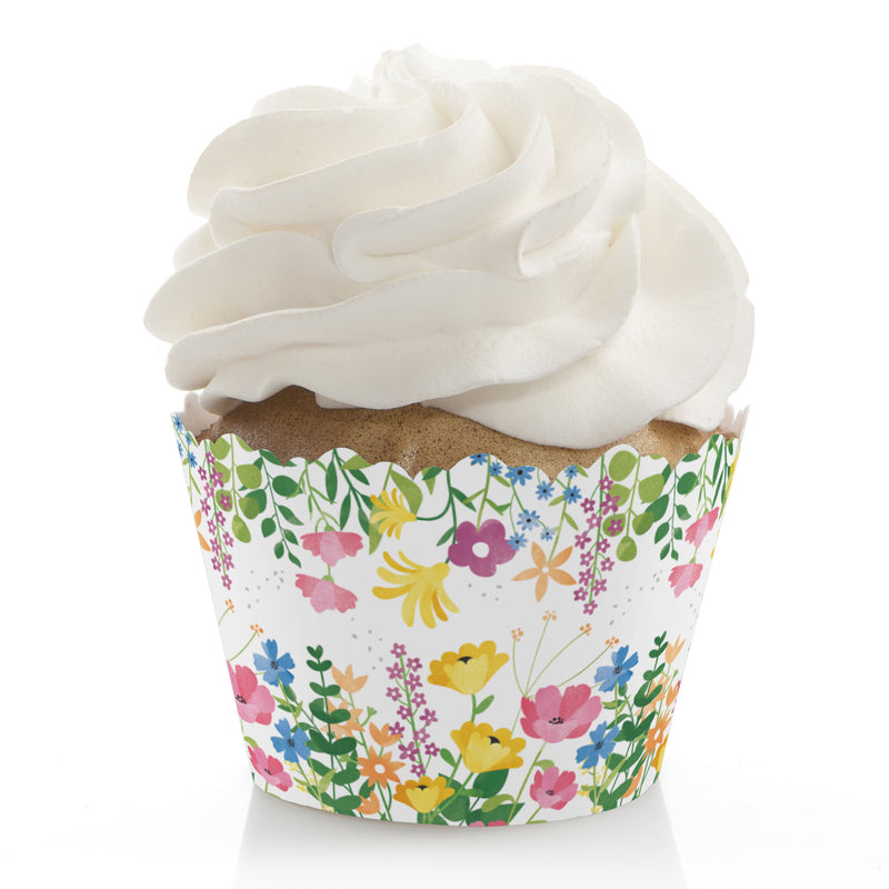 Wildflowers - Boho Floral Party Decorations - Party Cupcake Wrappers - Set of 12