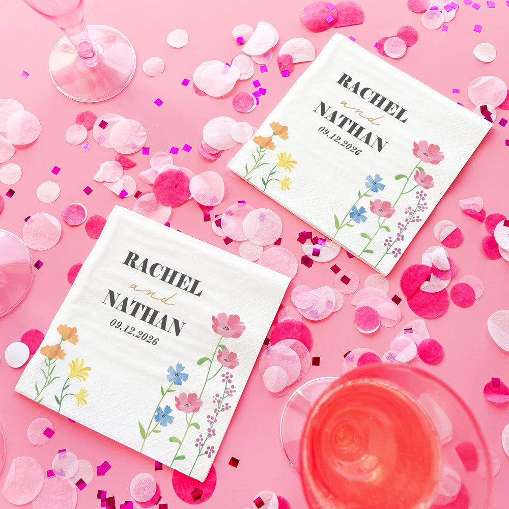 Custom Text - Wildflowers Bridal Napkins
