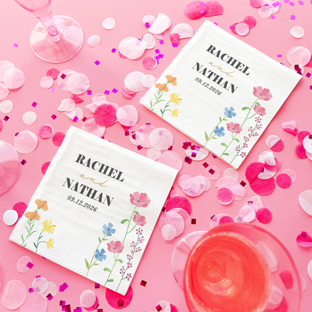Custom Text - Wildflowers Bridal Napkins