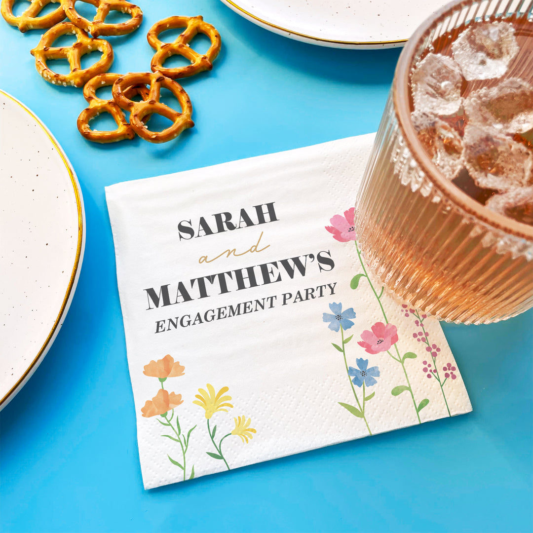 Custom Text - Wildflowers Bridal Napkins