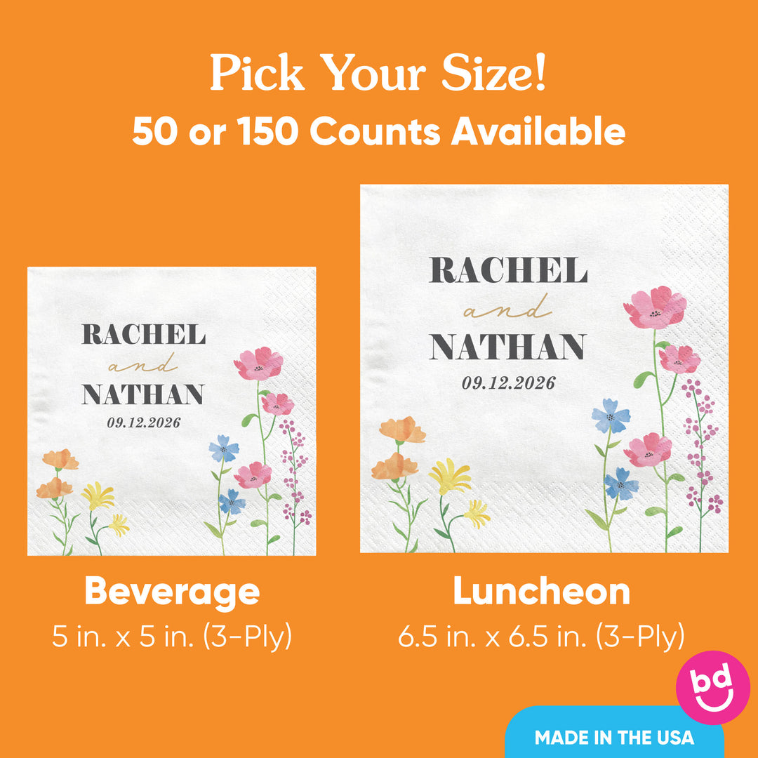 Custom Text - Wildflowers Bridal Napkins
