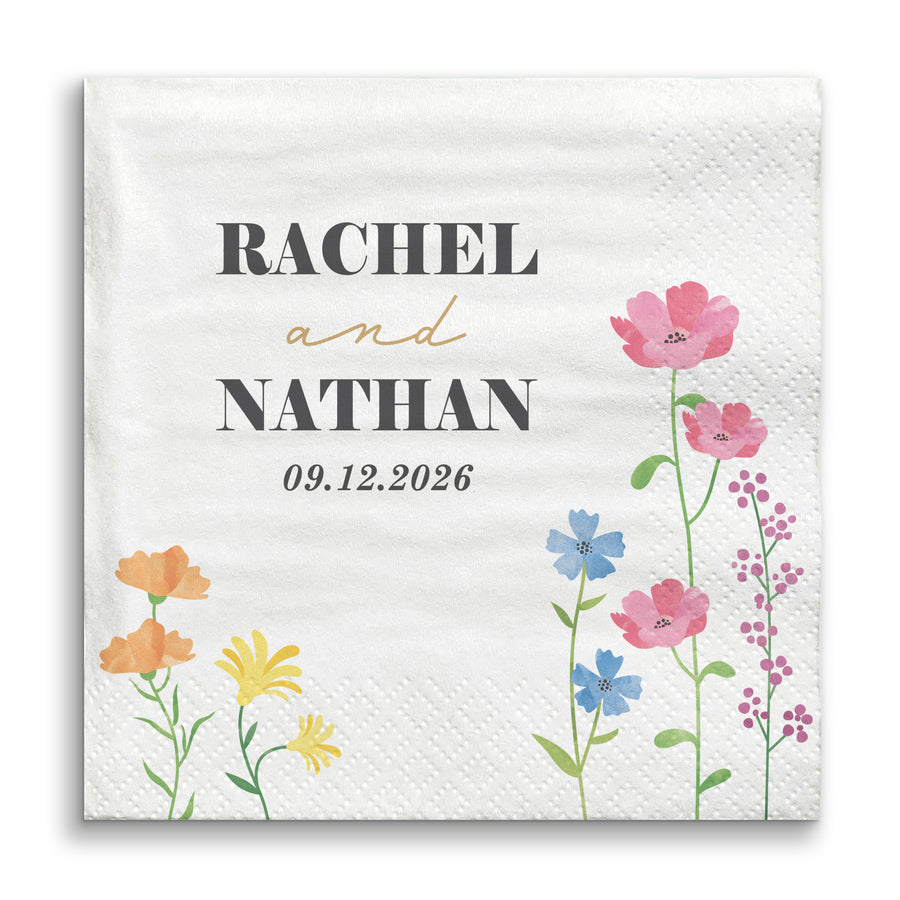 Custom Text - Wildflowers Bridal Napkins