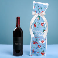 Custom Text Wine Bags - Winter Birds