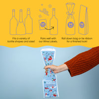 Custom Text Wine Bags - Winter Birds