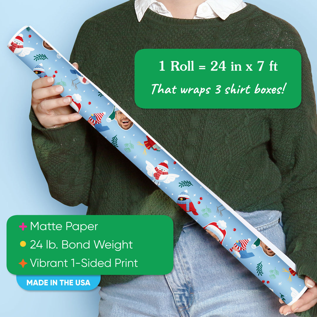 Custom Face Wrapping Paper - Winter Birds