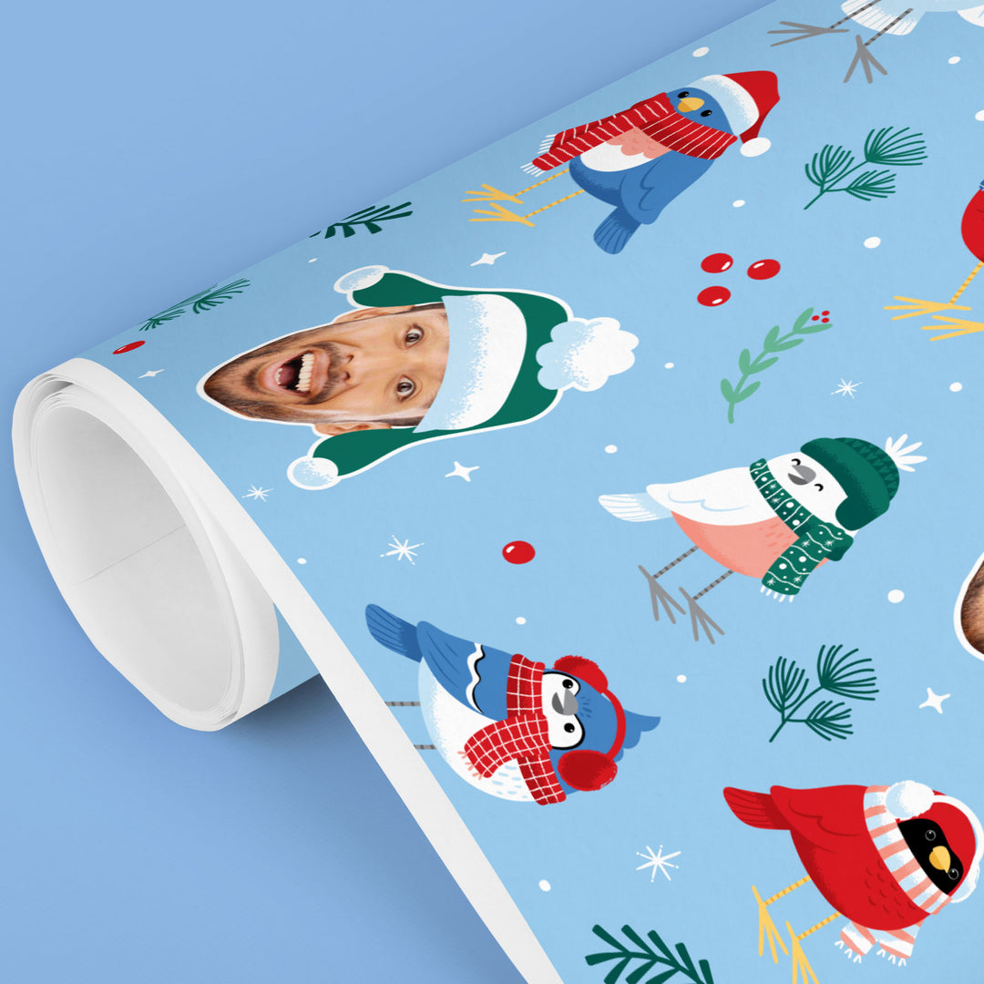 Custom Face Wrapping Paper - Winter Birds