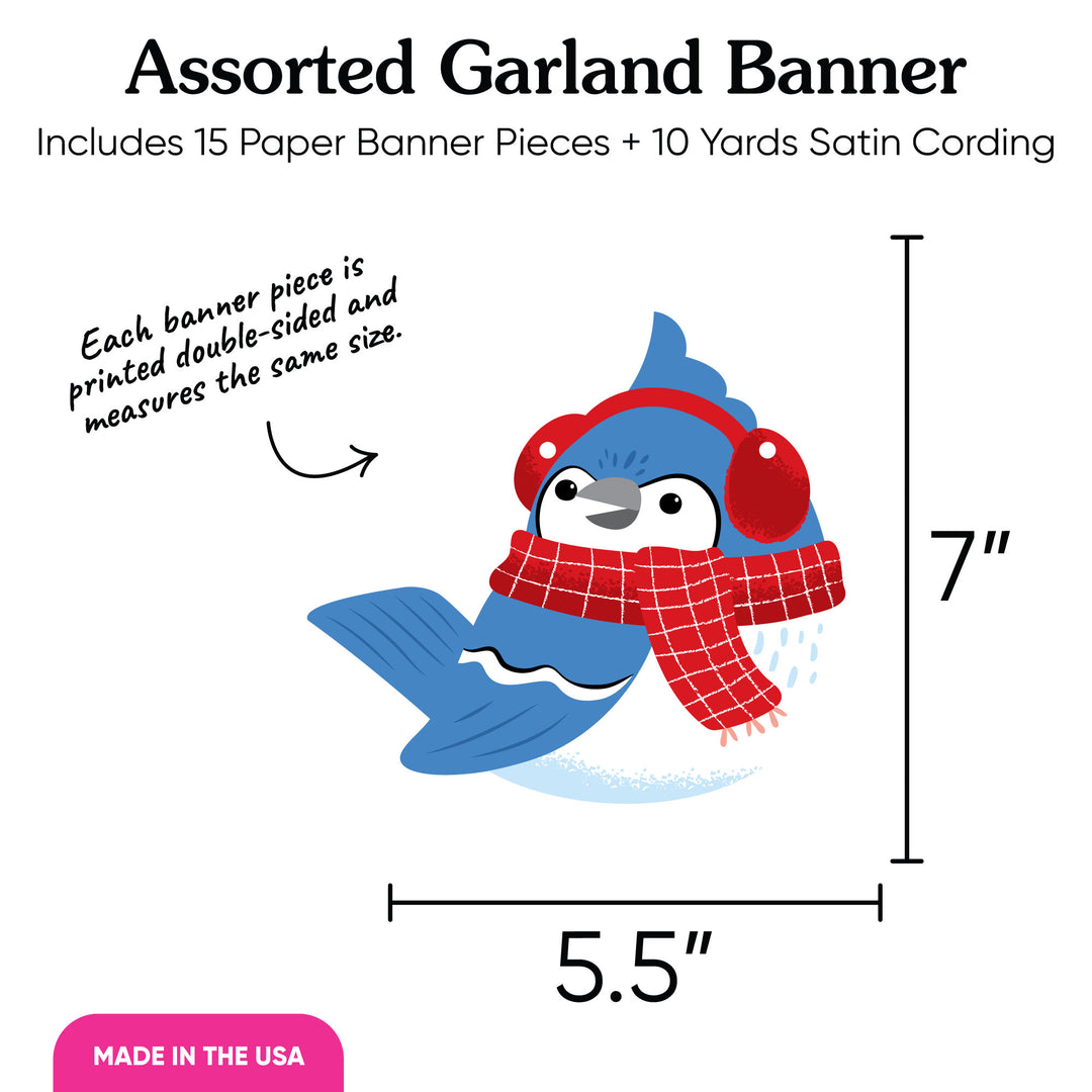 Winter Birds Garland Banner - 15 Pc