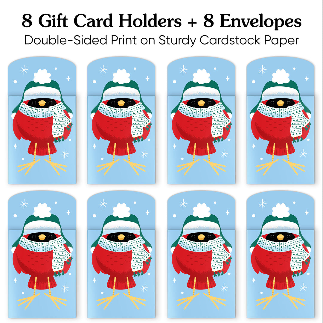 Winter Birds Nifty Gifty Card Holders - 8 Ct
