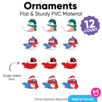 Winter Birds Tree Ornaments - 12 Ct