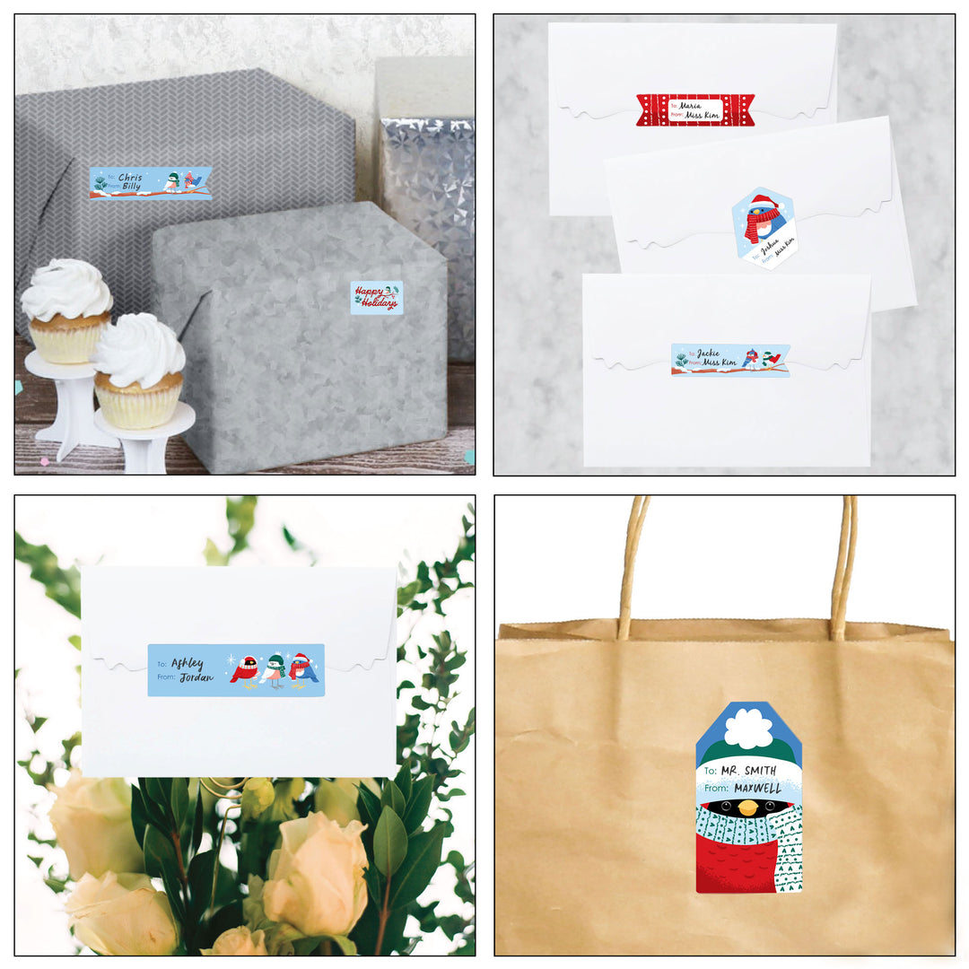 Winter Birds To and From Stickers - 12 Sheets