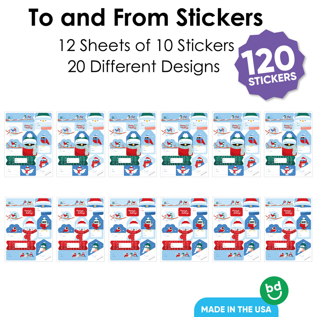 Winter Birds To and From Stickers - 12 Sheets