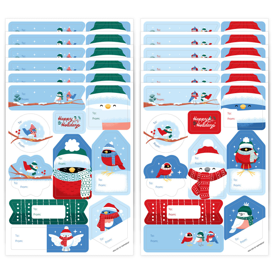 Winter Birds To and From Stickers - 12 Sheets