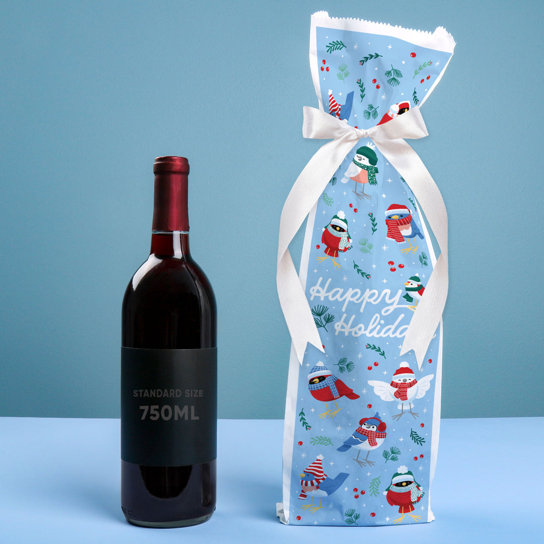 Wine Bags - Winter Birds