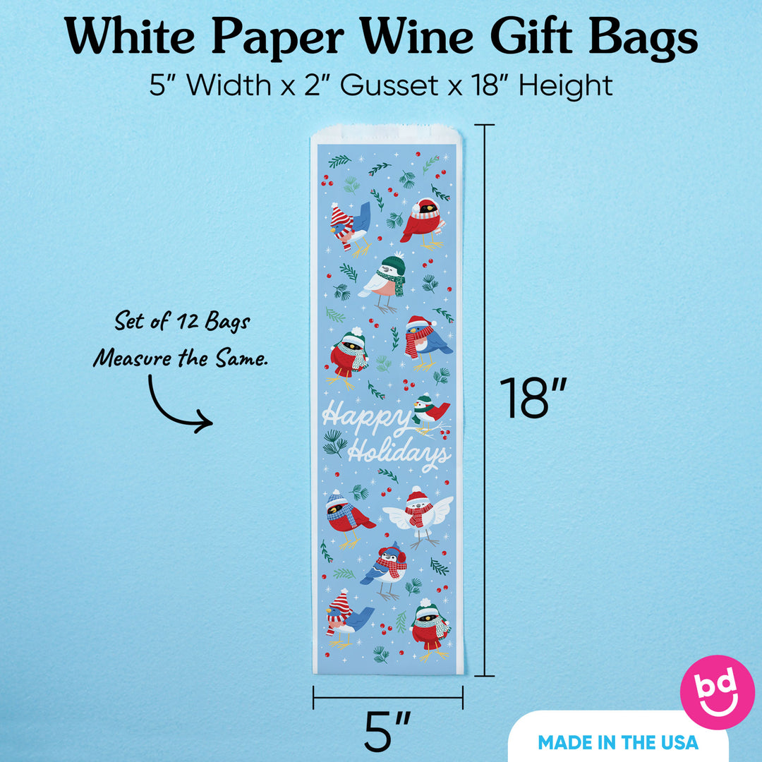 Wine Bags - Winter Birds