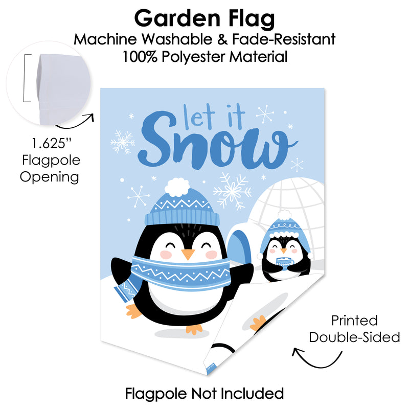 Winter Penguins - Outdoor Home Decorations - Double-Sided Holiday and Christmas Party Garden Flag - 12 x 15.25 inches