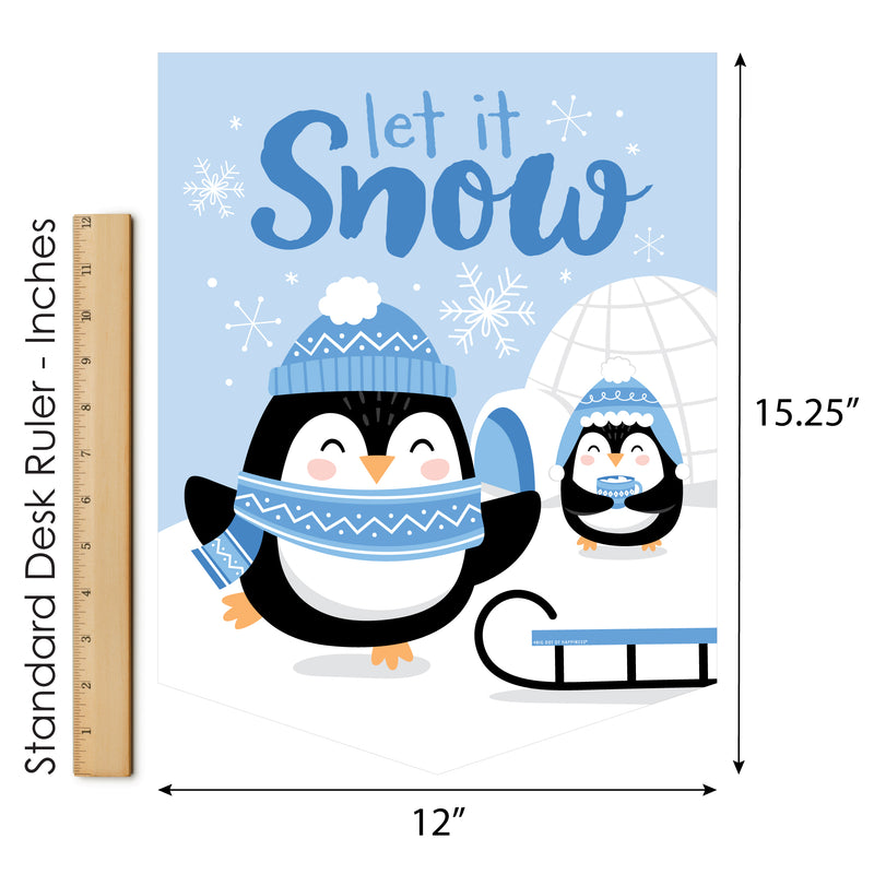 Winter Penguins - Outdoor Home Decorations - Double-Sided Holiday and Christmas Party Garden Flag - 12 x 15.25 inches