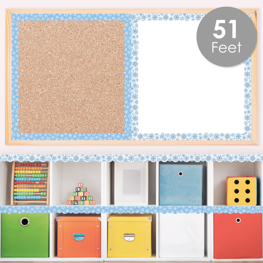 Winter Snowflakes - Scalloped Classroom Decor - Bulletin Board Borders - 51 Feet