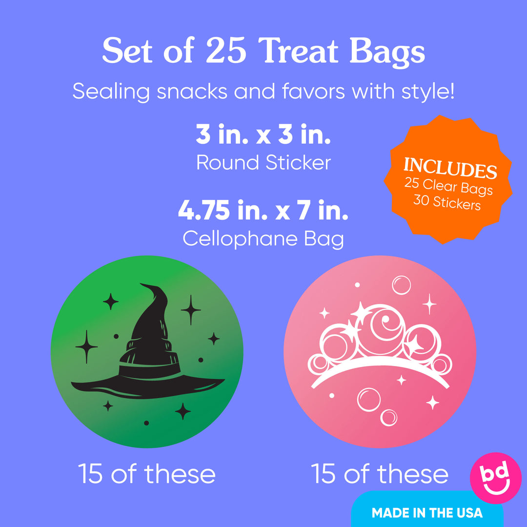 Witch Stickers & Clear Cookie Bags - 25 Ct