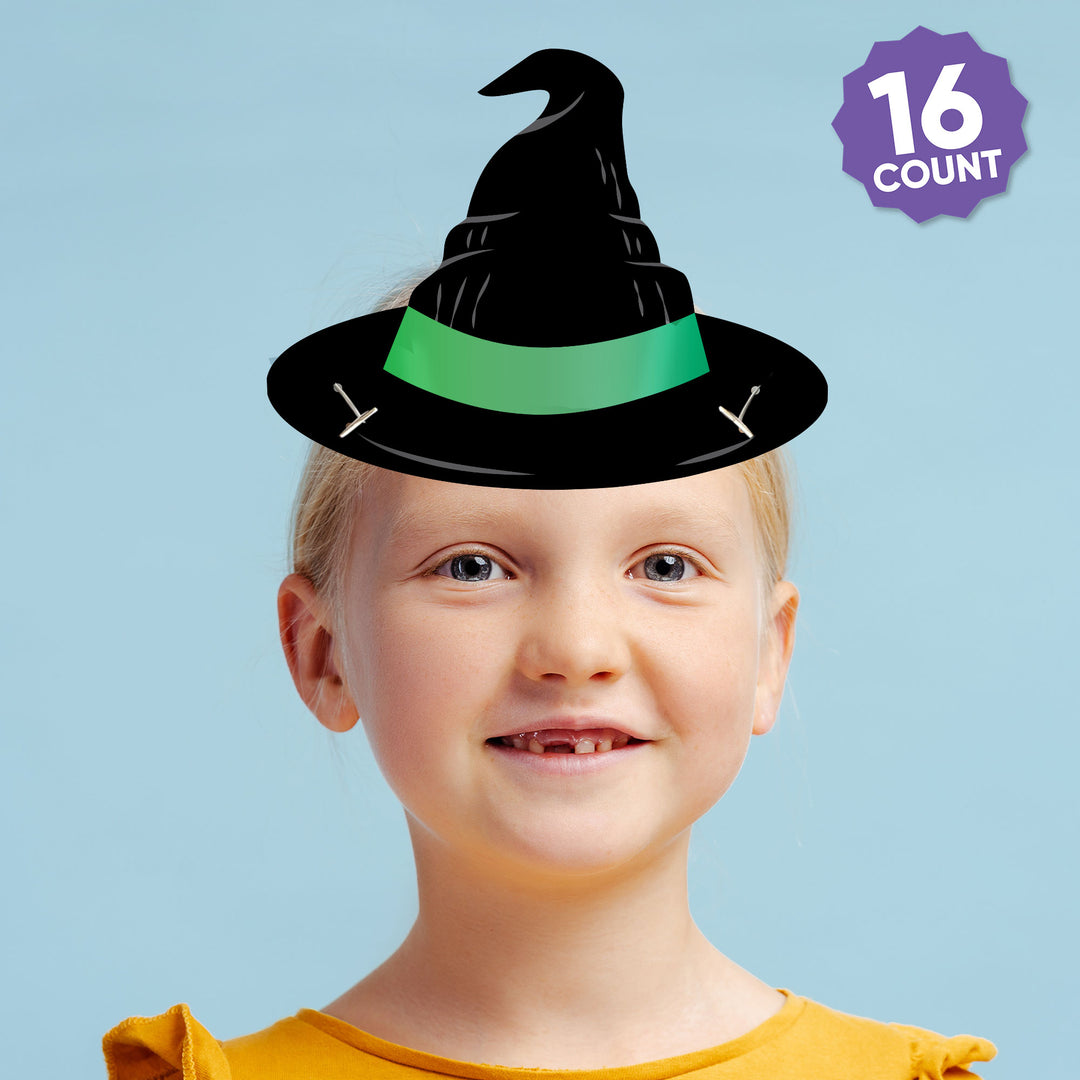 Paper Witch Hat & Crown Headbands - 16 Ct