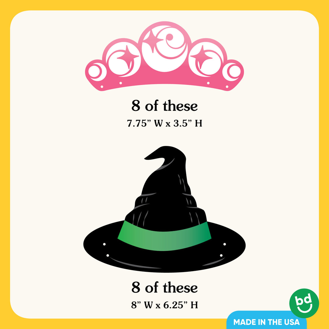 Paper Witch Hat & Crown Headbands - 16 Ct