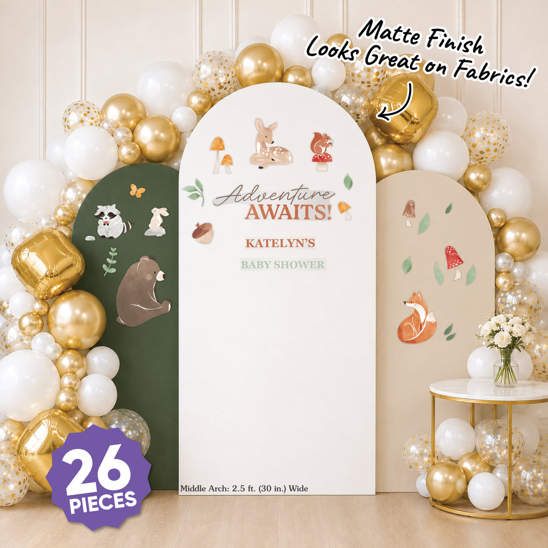 Custom Text Woodland Animals Backdrop Decals
