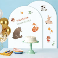 Custom Text Woodland Animals Backdrop Decals