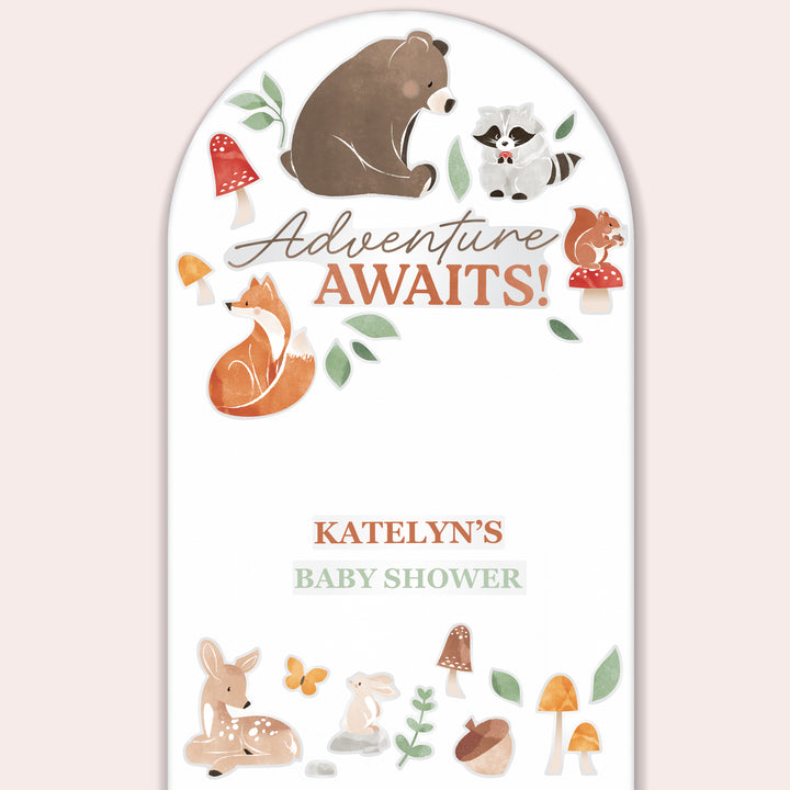 Custom Text Woodland Animals Backdrop Decals