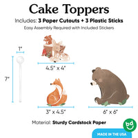3 count woodland cake topper set with sticks