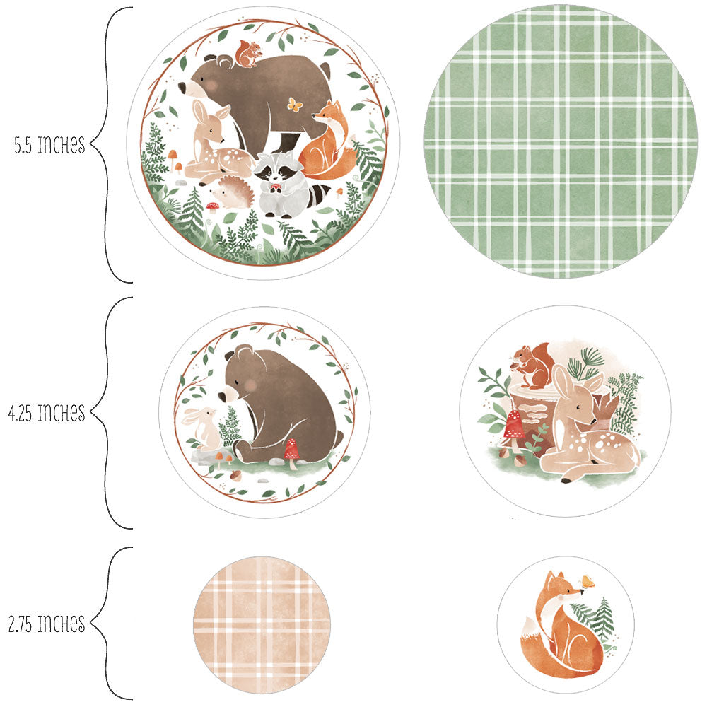 Woodland animal-themed table decor for baby shower