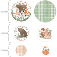 Woodland animal-themed table decor for baby shower
