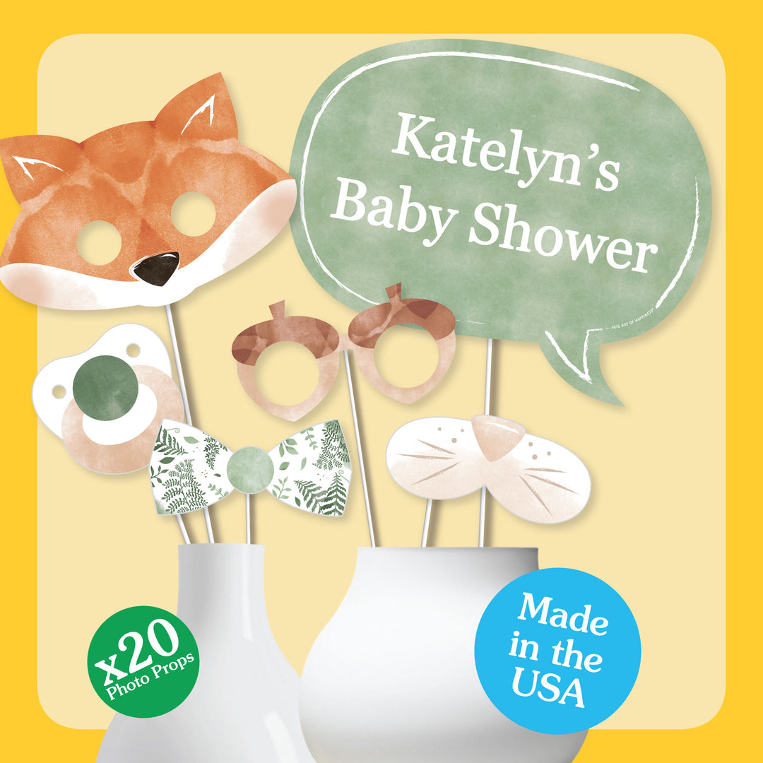 Personalized Woodland Animals Photo Props - 20 Ct
