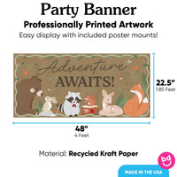 Woodland Animals banner with 8 mounts, 48x22.5 recycled kraft paper