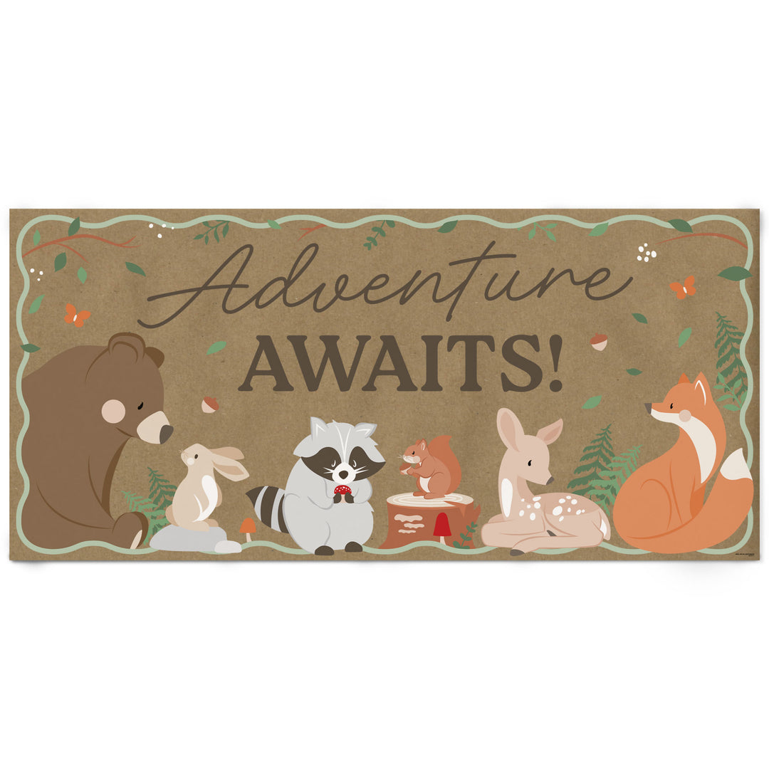 Woodland Animals kraft paper banner for baby shower or first birthday