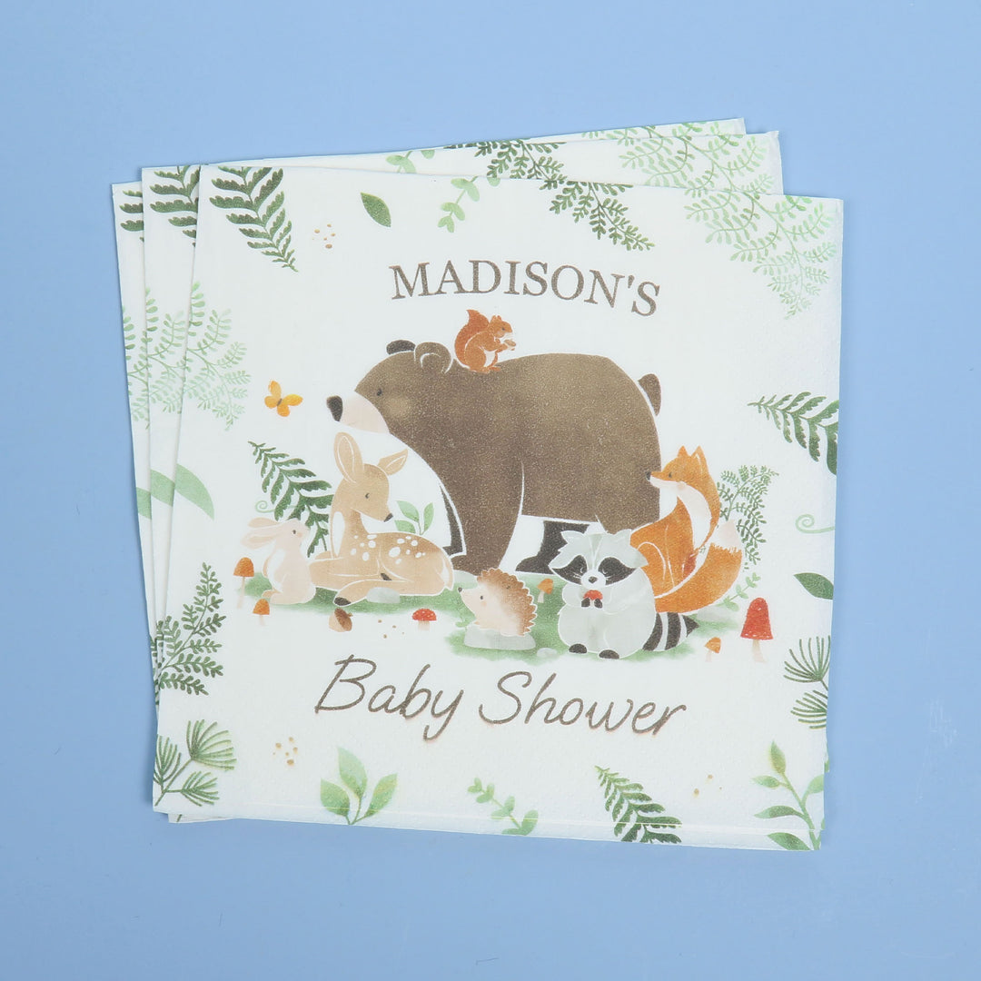 Custom Text Napkins - Woodland Animals