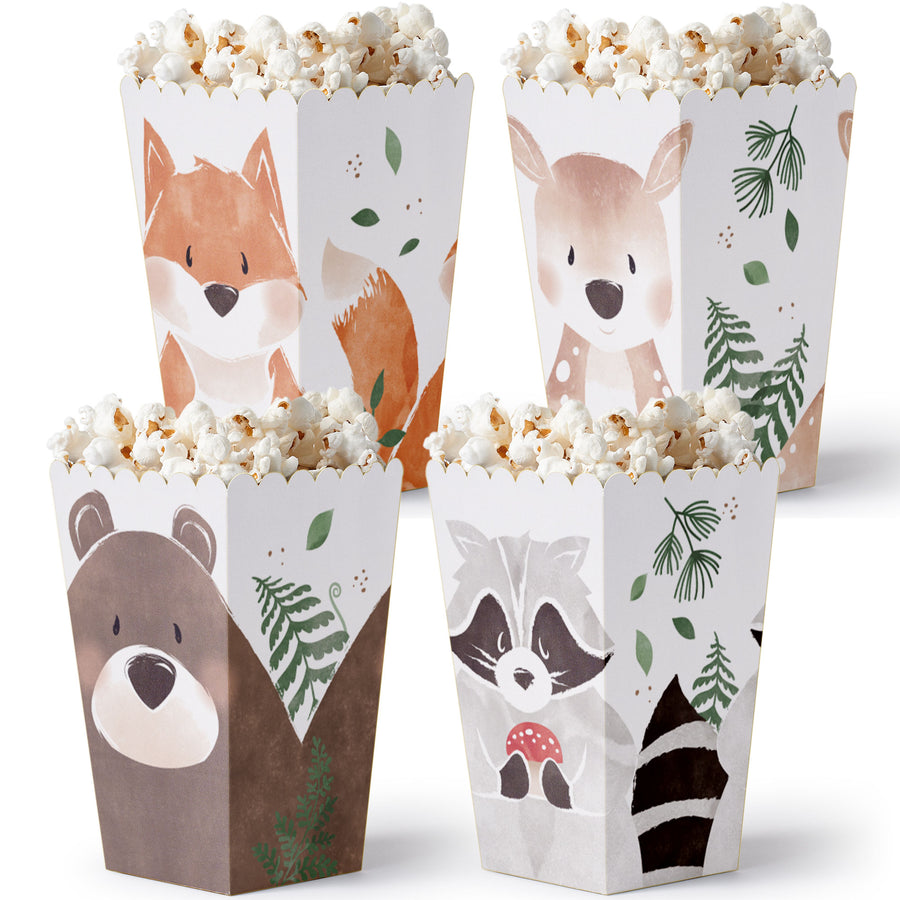 Woodland Animals Popcorn Boxes - 12 Ct