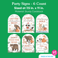 Woodland Animals Party Signs Set - 6 Ct