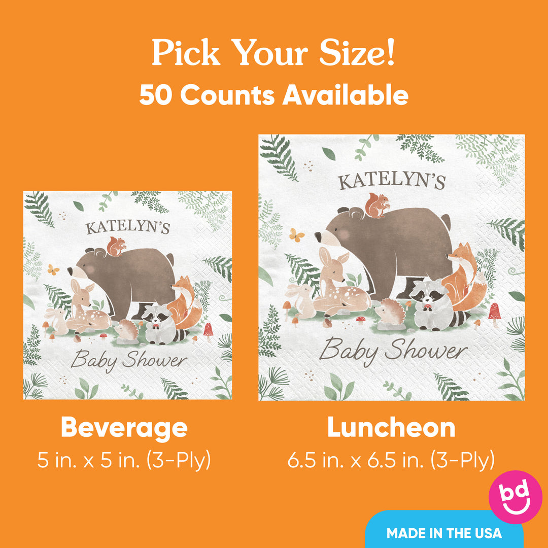 Custom Text Napkins - Woodland Animals