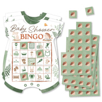 Woodland Animals Baby shower bingo game set with green and white design
