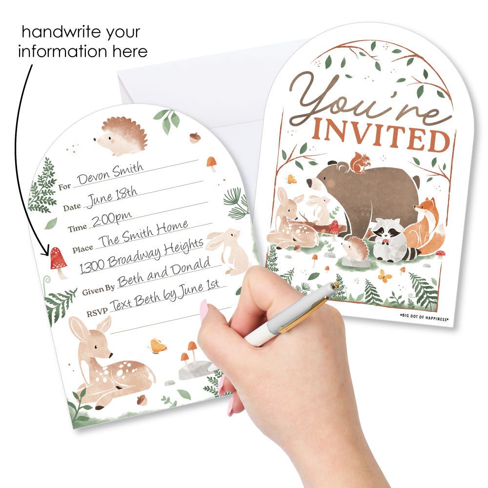 Woodland Animals Shaped Fill-In Invitations - 12 Ct