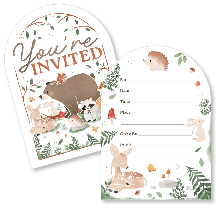 Woodland Animals Shaped Fill-In Invitations - 12 Ct