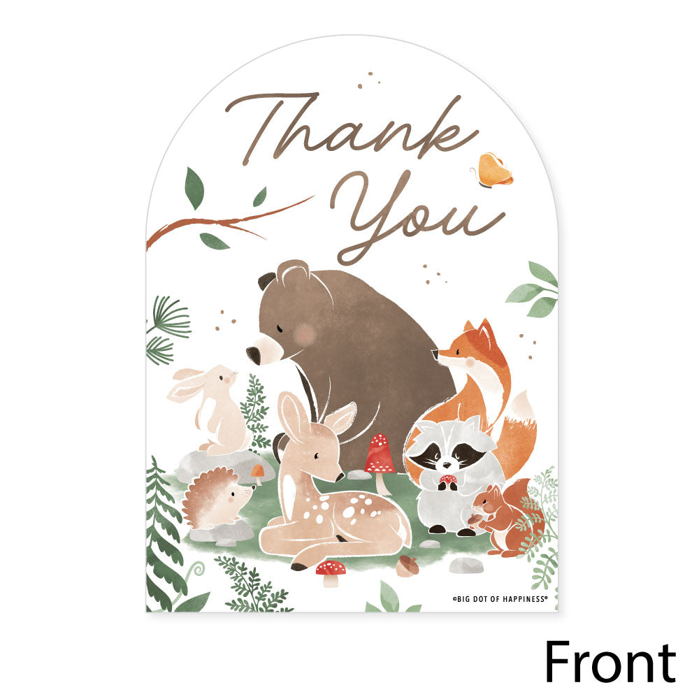 Card with forest animals and 'Thank You' text on a white background