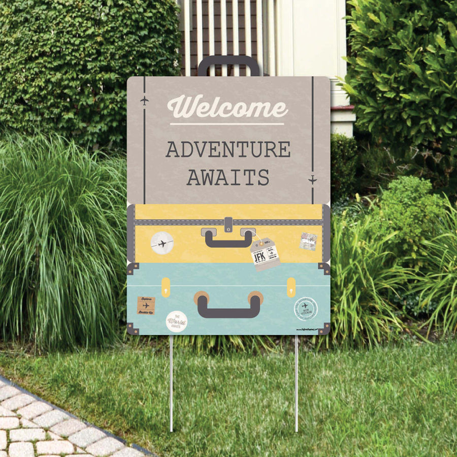World Awaits Welcome Yard Sign - 1 Pc