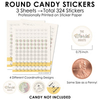 World Awaits - Travel Themed Party Small Round Candy Stickers - Party Favor Labels - 324 Count