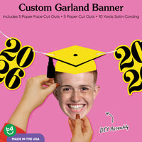 Graduation face cutout with cap and yellow 2026 number