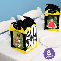 Set of 8 yellow graduation photo centerpieces included