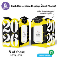Yellow photo holder centerpiece showing secure photo tabs