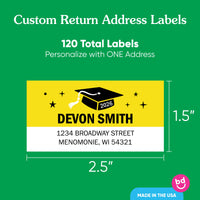 Custom Text Yellow Graduation Return Address Labels - 120 Ct
