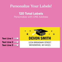 Custom Text Yellow Graduation Return Address Labels - 120 Ct